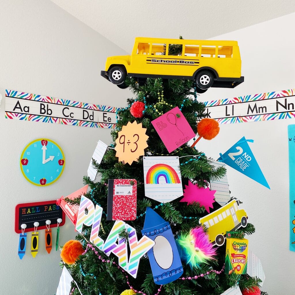 School bus tree topper