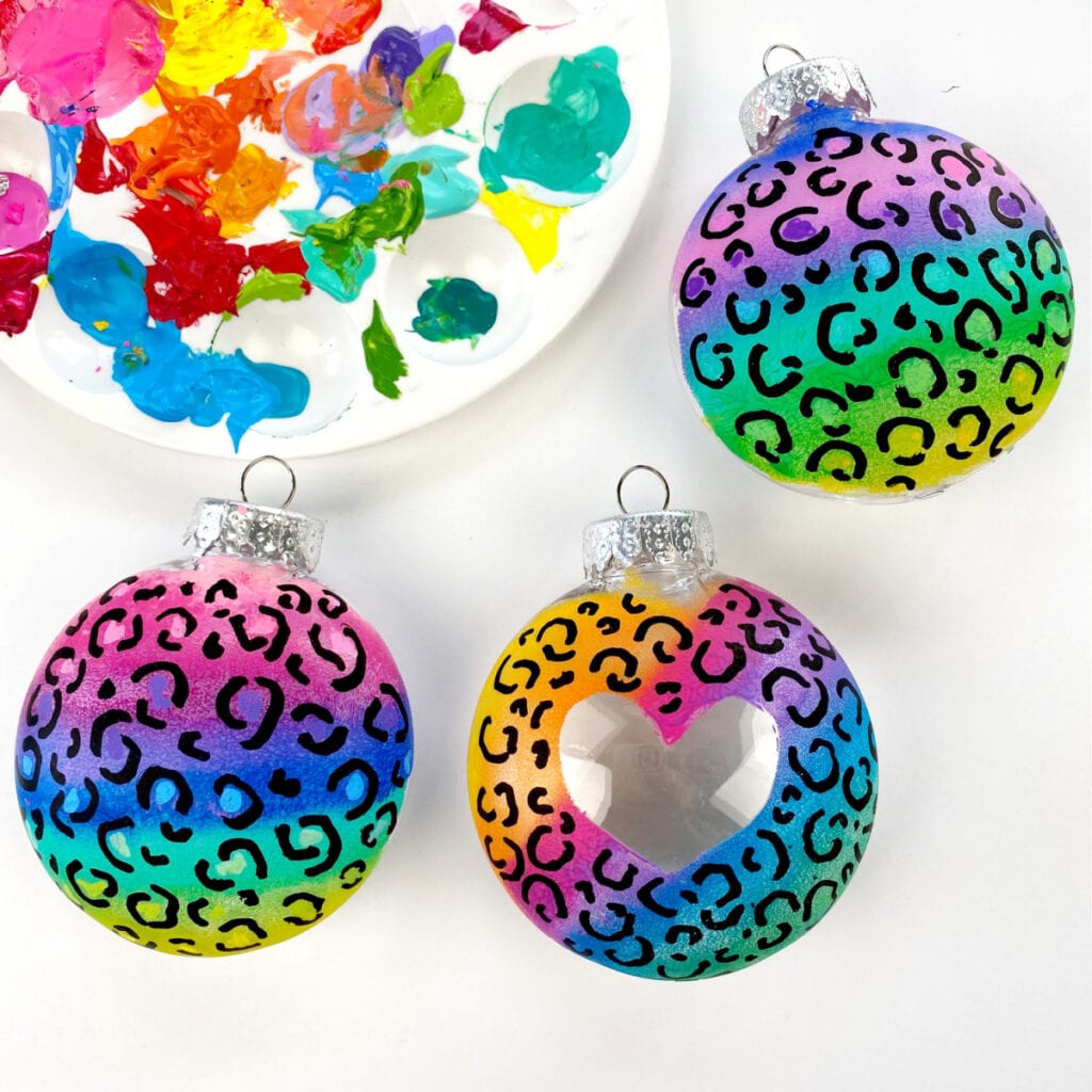 Lisa Frank Inspired Leopard Ornaments