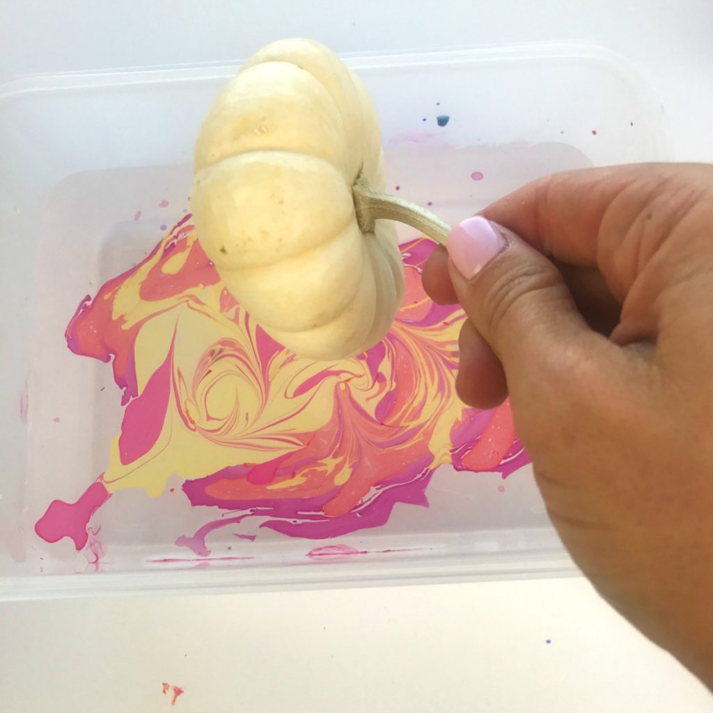 Pumpkin marbling using nail polish