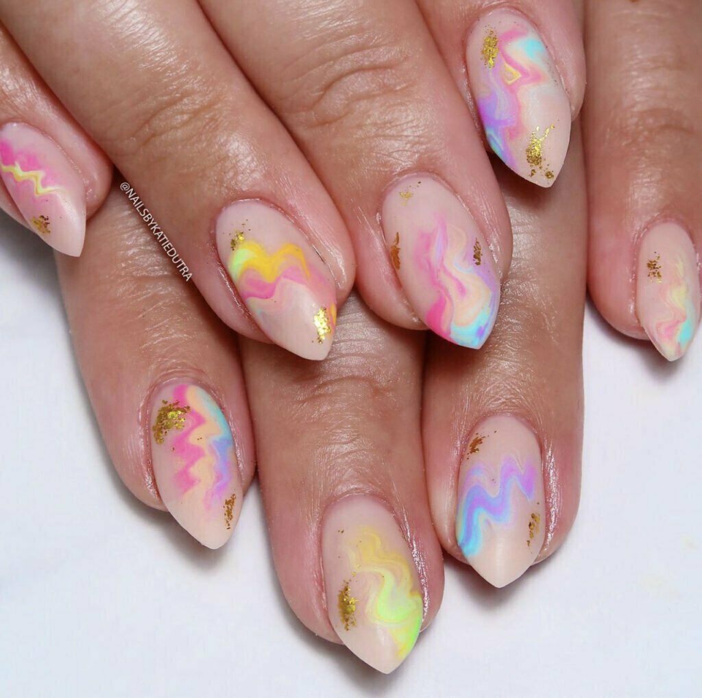 Marble Rainbow Nails