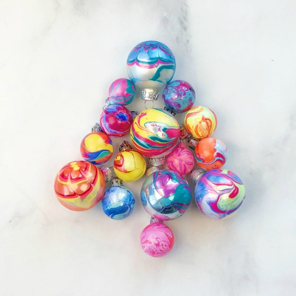 Nail Polish Marbled Ornaments