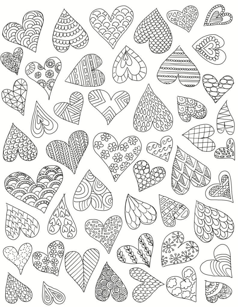 Hearts coloring page