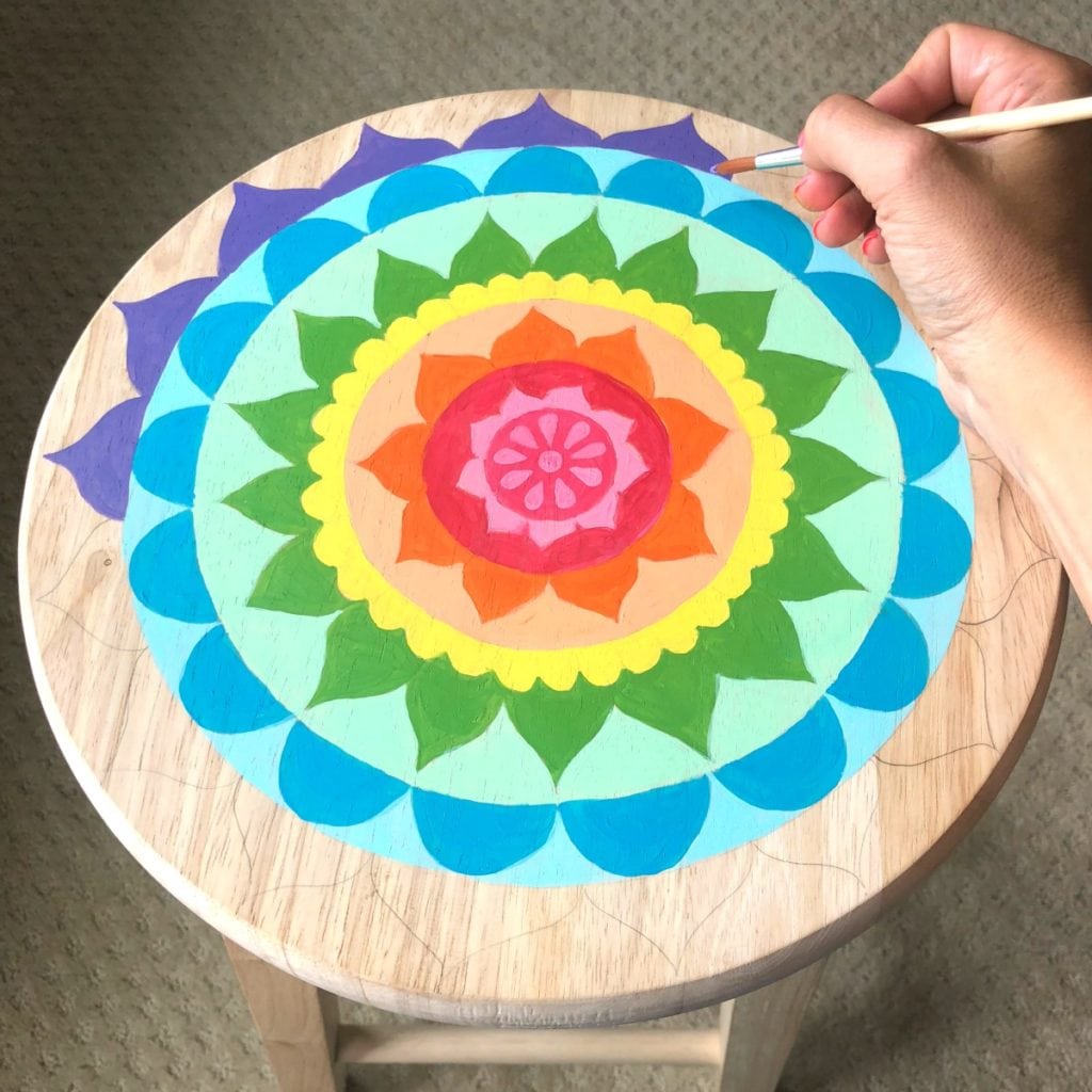 Painted Mandala Stool