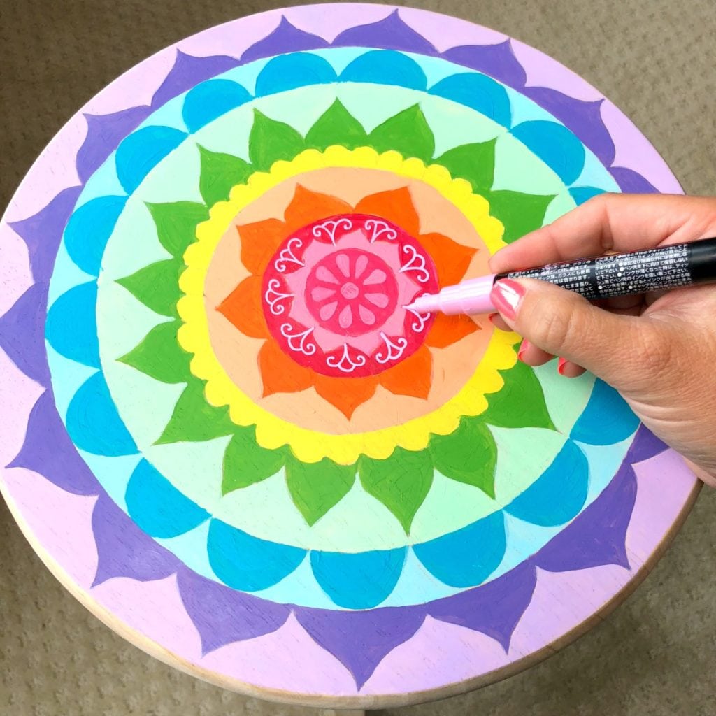 Painted Mandala Stool