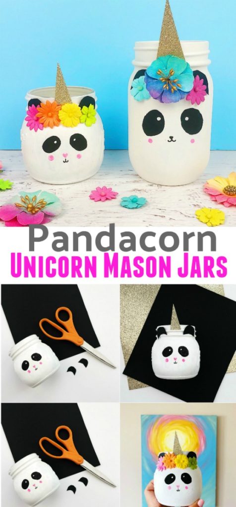 Pandacorn Unicorn Mason Jars