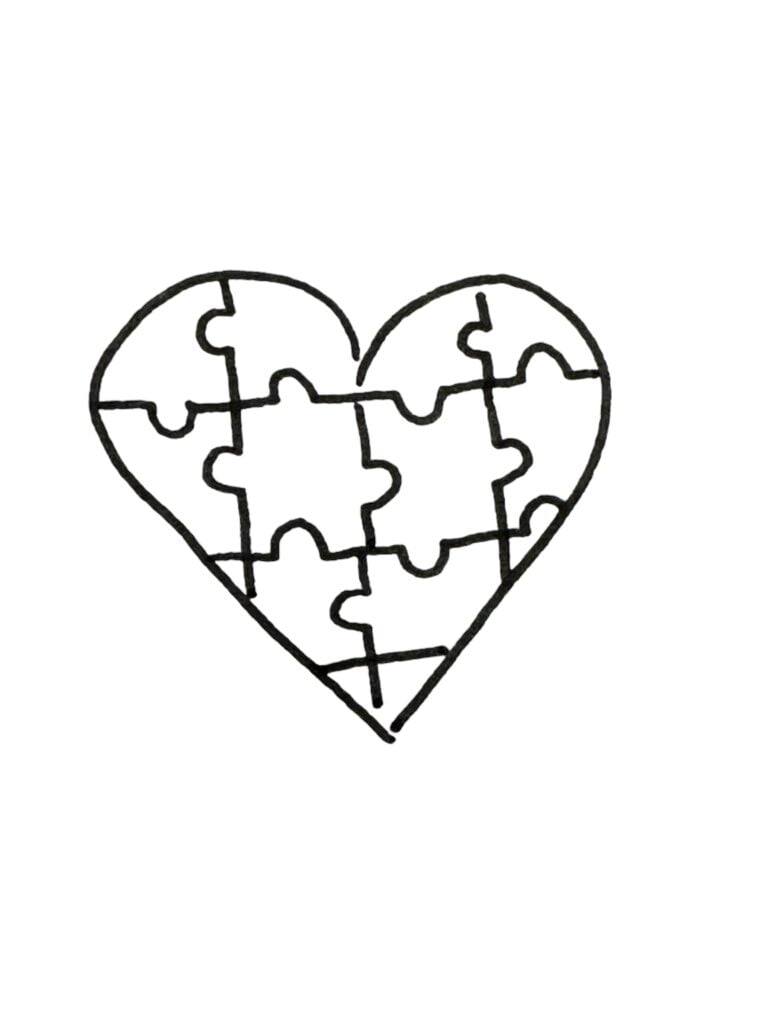 Puzzle in the shape of a heart.
