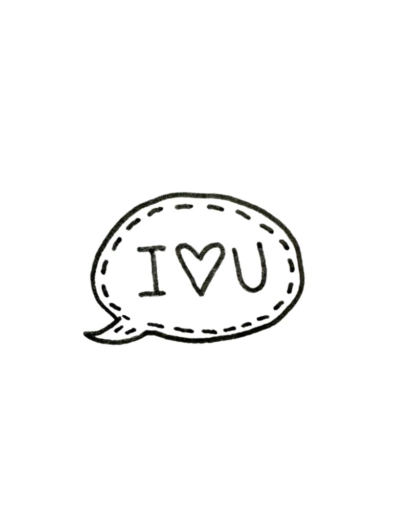 "I love you" inside a speech bubble.