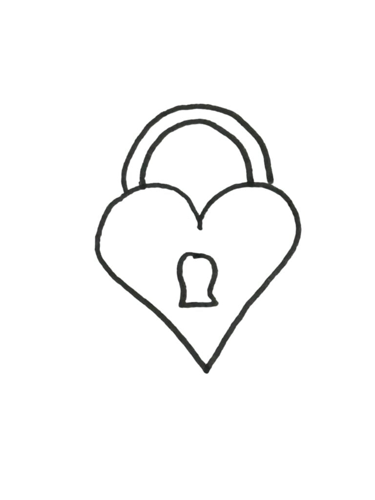 Heart-shaped padlock.