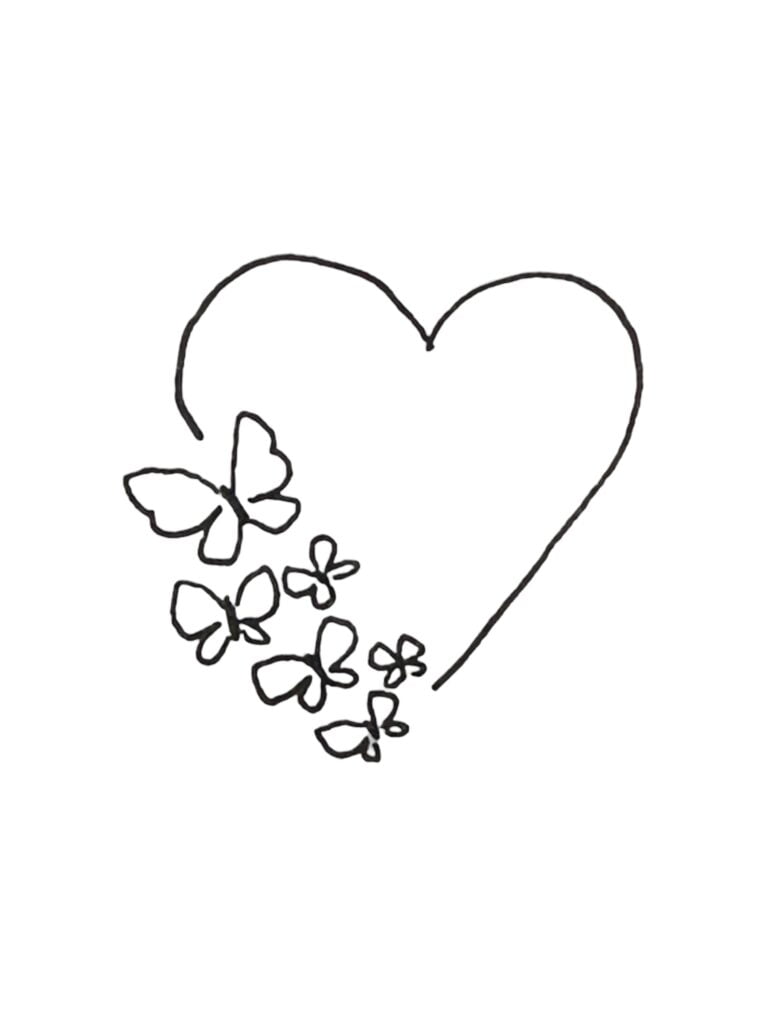 Heart cutout with flowers.