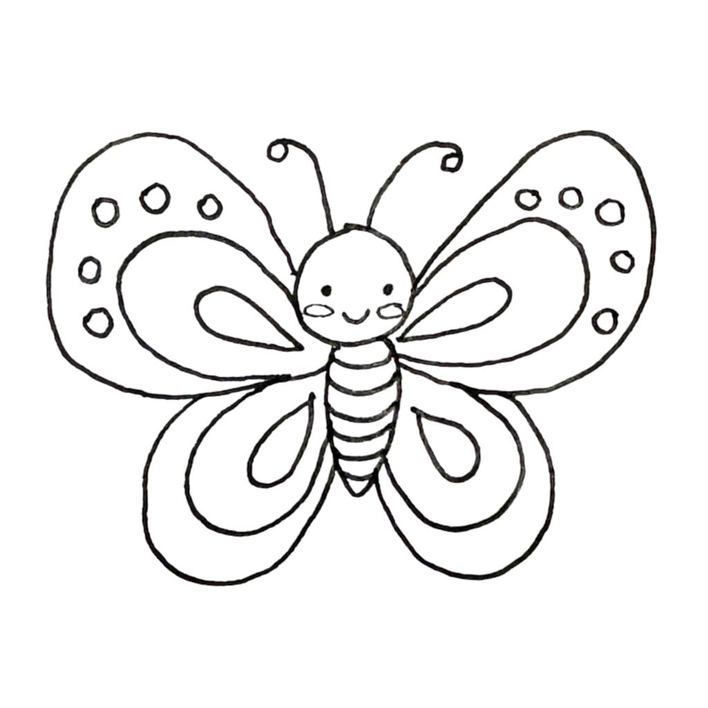 Kawaii adorable cartoon style butterfly.