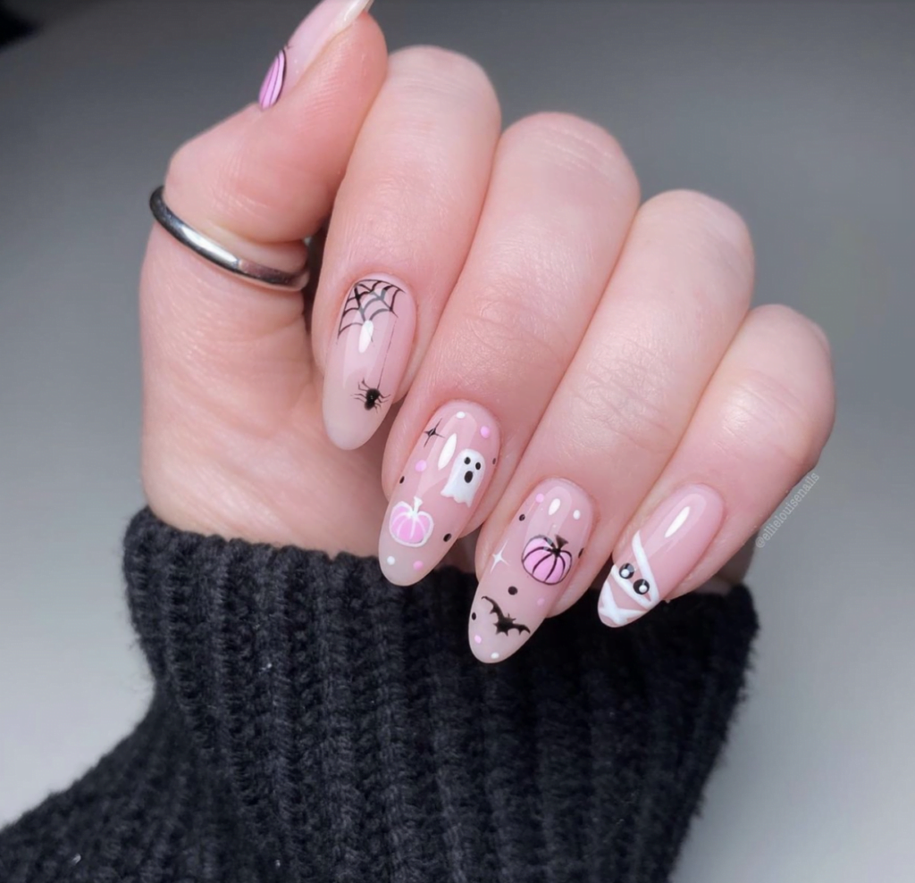 Pink Halloween Nails