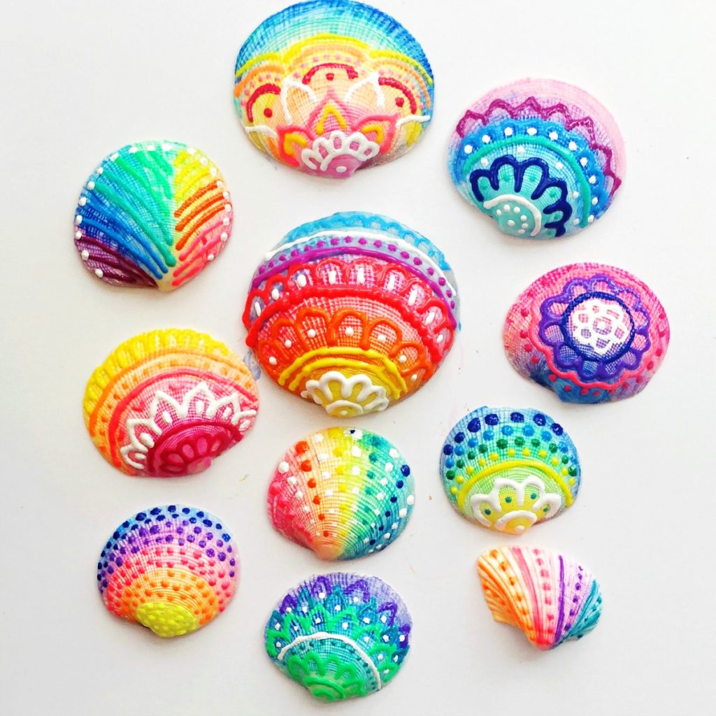 Painted Shells Using Puffy Paint