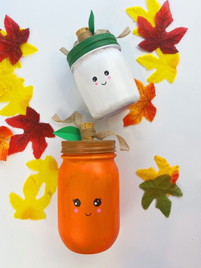 Completed Pumpkin Mason Jars