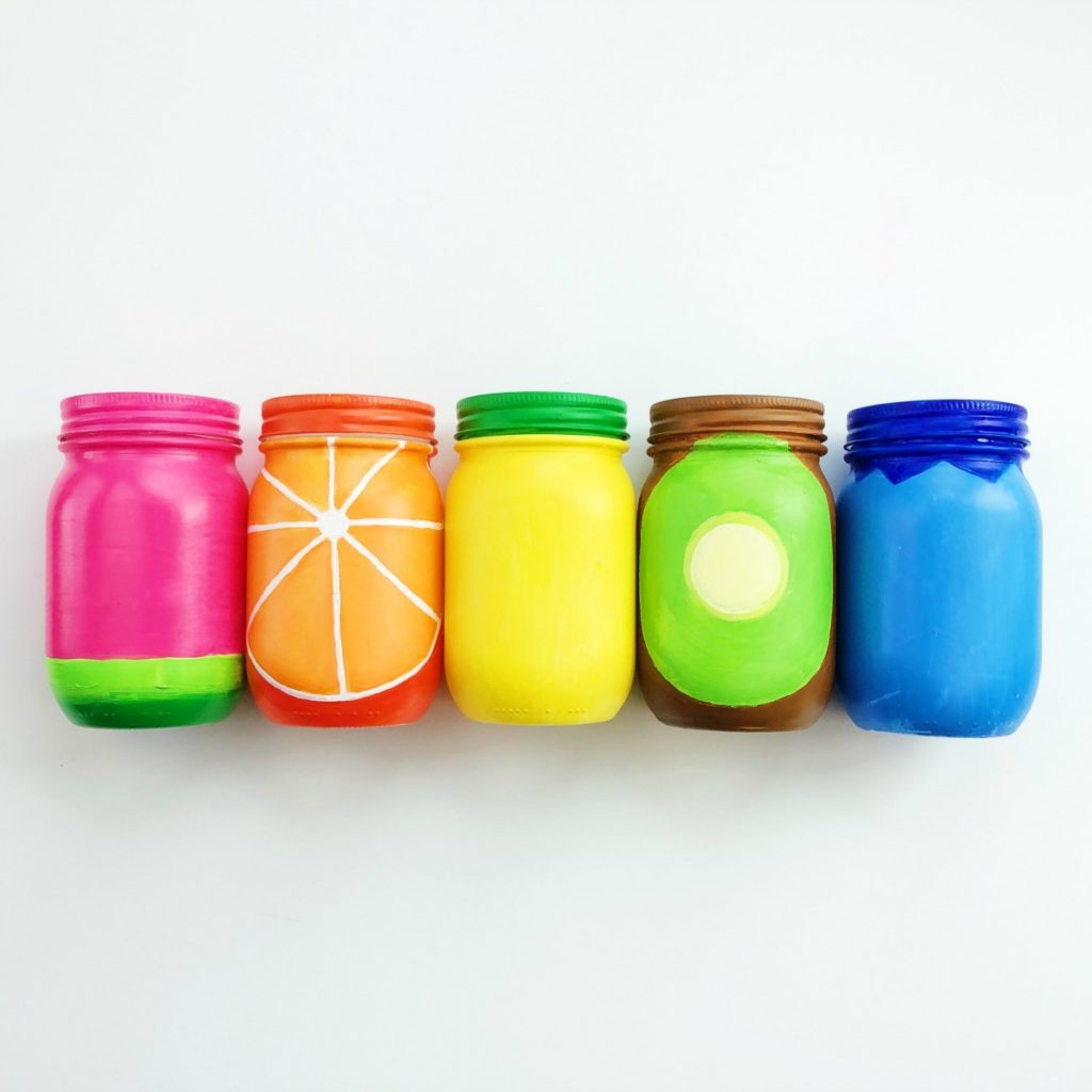 Rainbow Fruit Mason Jar Craft Pen Holder