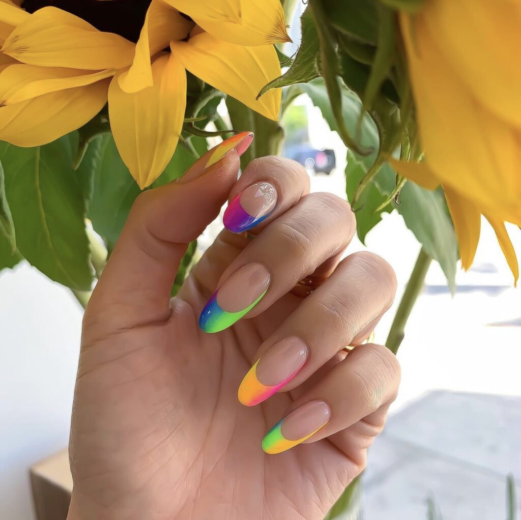 Rainbow Neon Nails