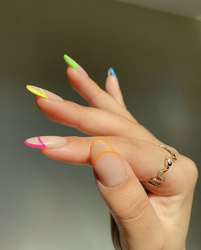 Rainbow Outline Nails