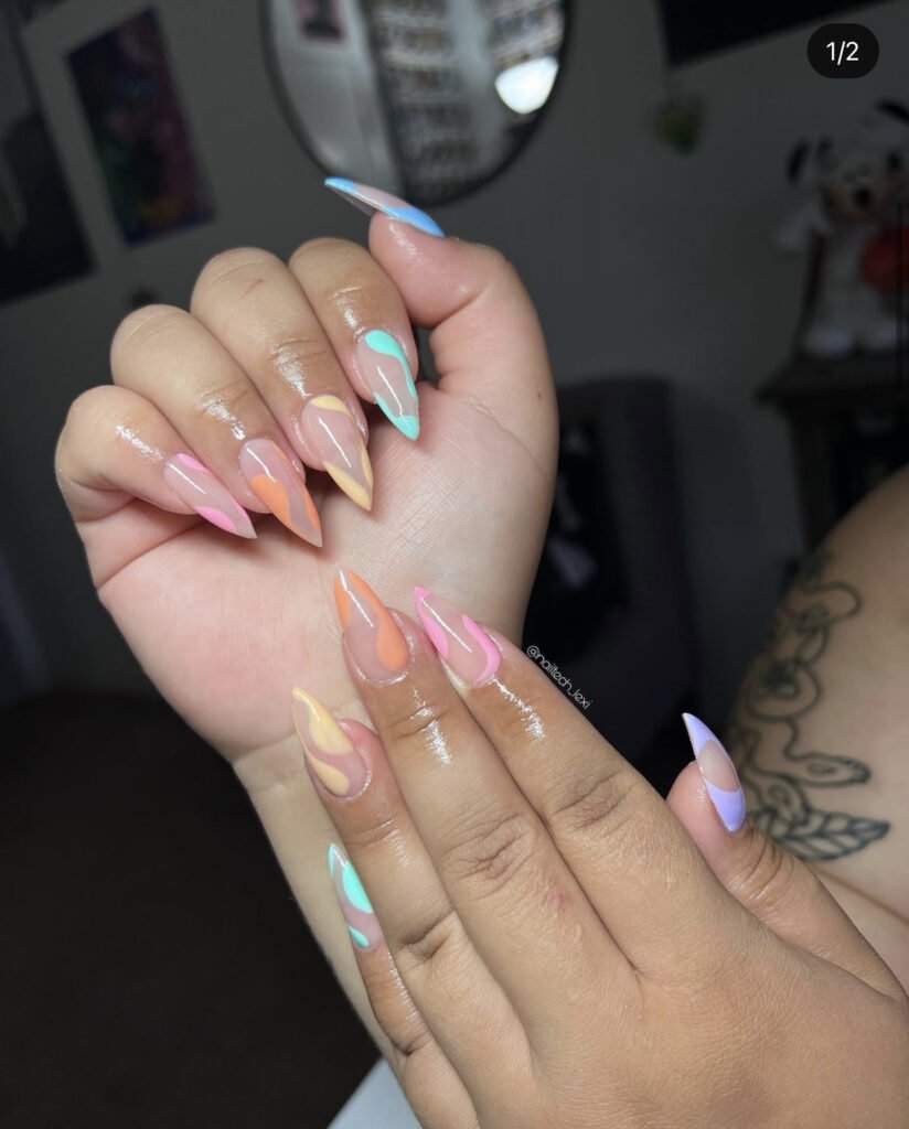 Rainbow Stiletto Nails