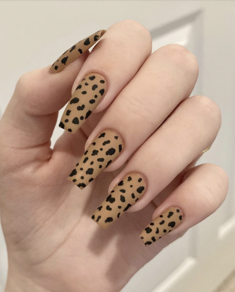 Orange and Black Leopard Print manicure