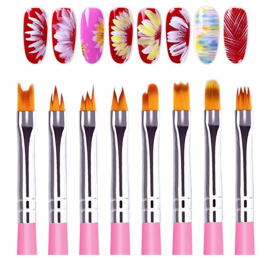 8 Piece Set of Flower Nail Art Brushes