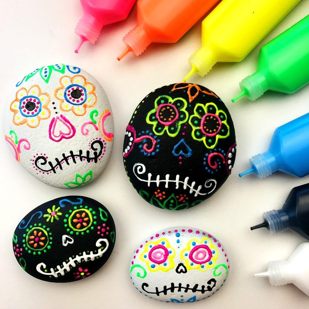 Sugar skull painted rocks