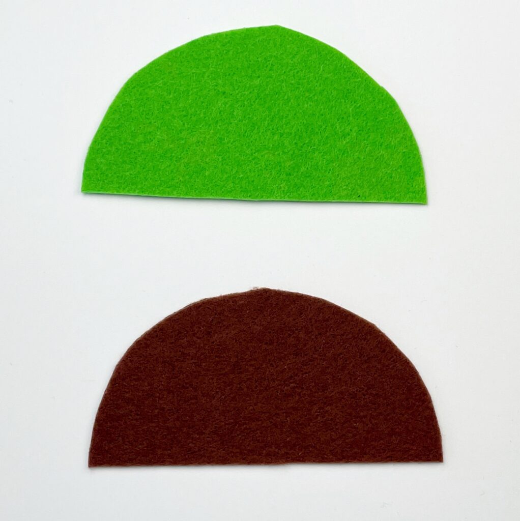 Green and brown semi circles made from felt