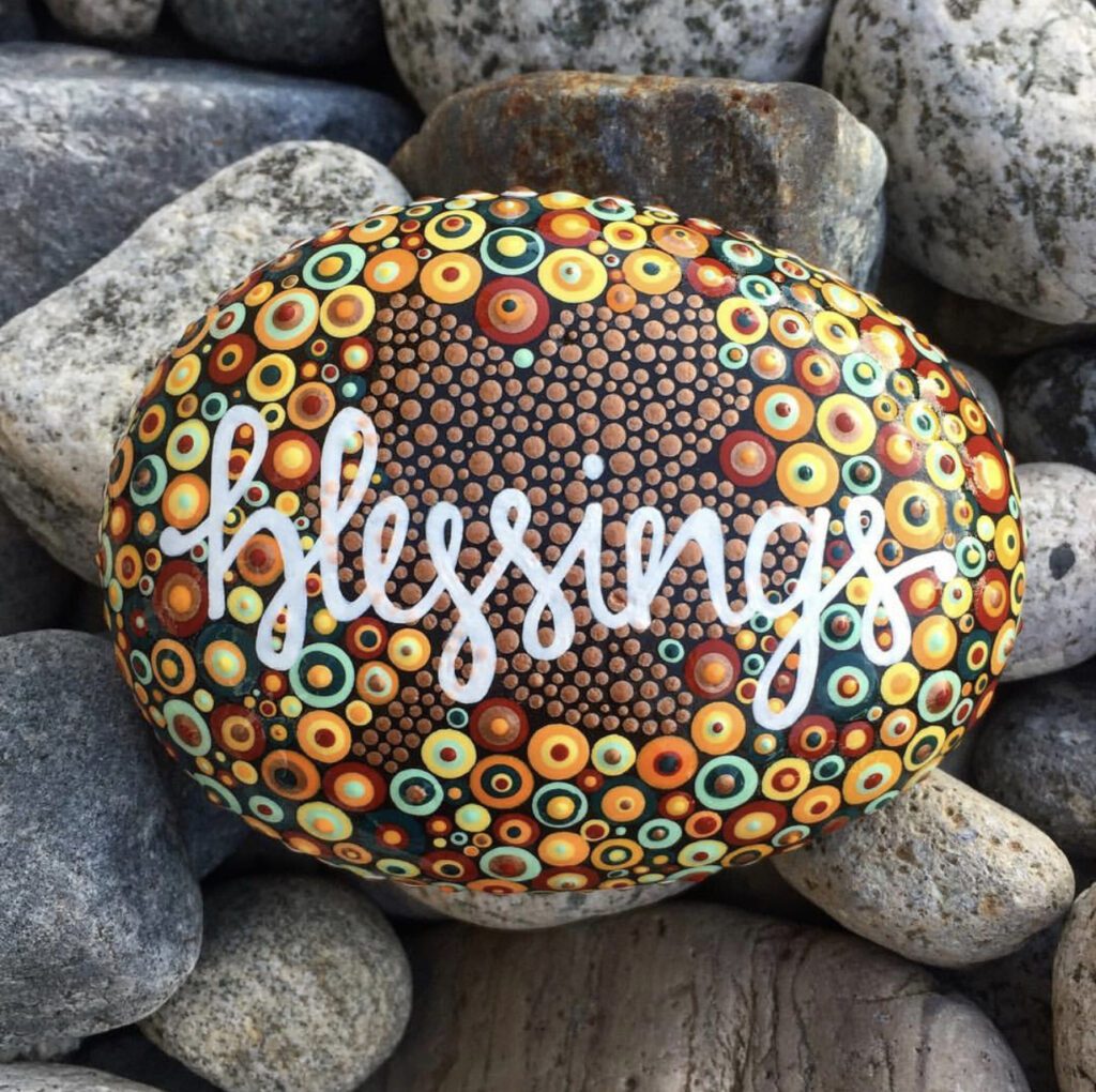 Gratitude painted rock for Thanksgiving