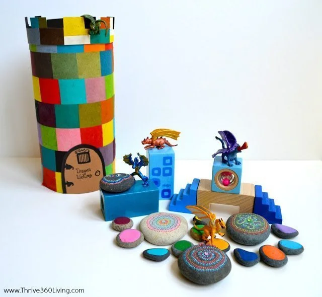 Magic Dragon Painted Rocks & Storage Tower