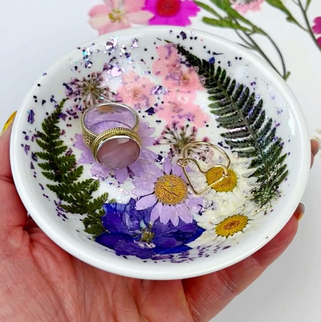 Dried Flower Ring Dish Pressed Flower Trinket dish