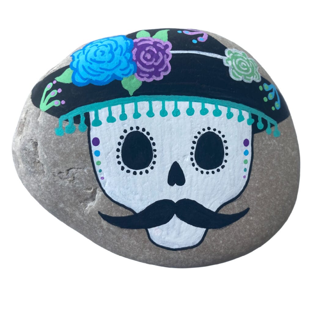 Mr. Skull completed Sugar Skull Rock Painting