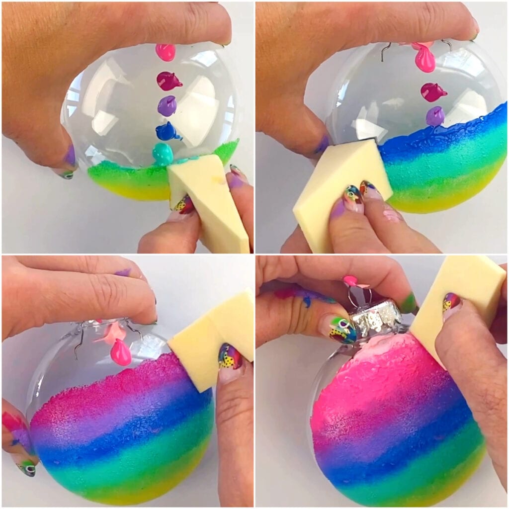 Blending the colors with a makeup sponge