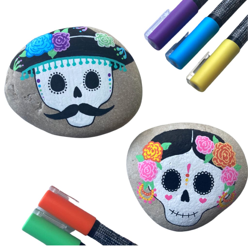 Sugar skull art idea for rocks