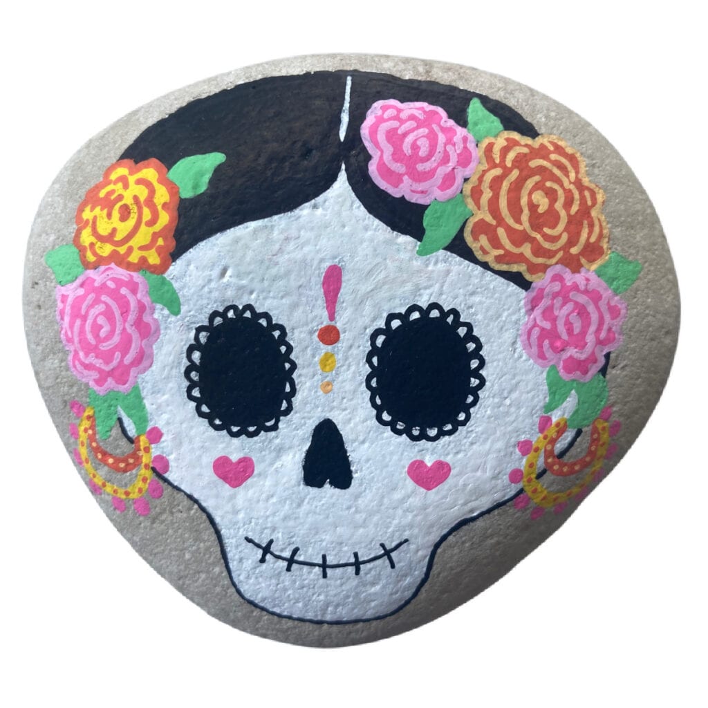 Mrs. Skull completed Sugar Skull Rock Painting