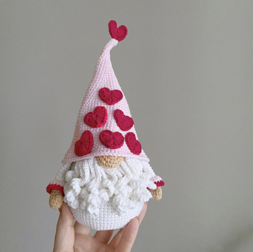 Homemade Valentine's day knit gnome gift