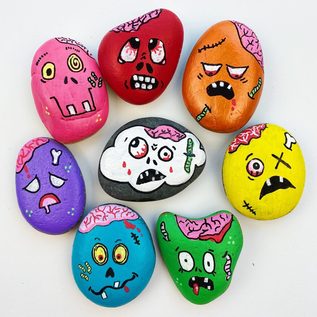 Zombie Painted Rocks Tutorial